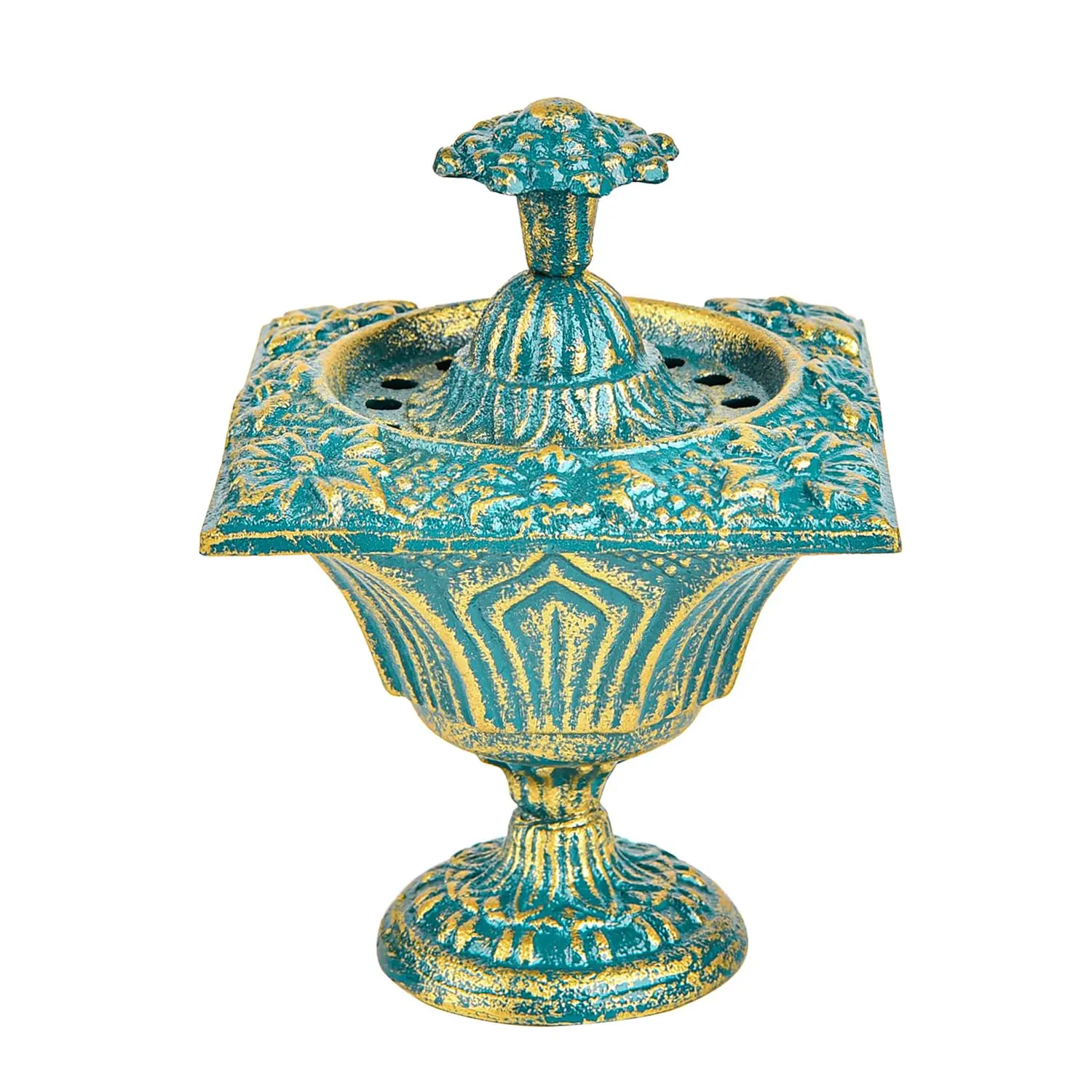 Sungmor Vintage Cast Iron Charcoal Incense Holder - Decorative Aromatherapy Resin Burner for Frankincense, Bakhoor, Incense Sticks - Meditation Home Decor Fragrance Freshener