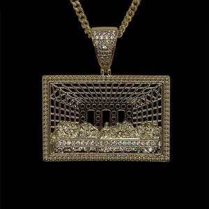 14k Gold Plated Last Supper Cubic Zirconia Necklace - Cadena Ultima Cena con Cubic Zirconia Oro Laminado
