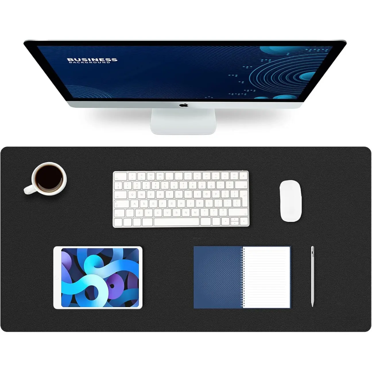 Leather Desk Mat, Large Office Pad, Laptop Mat for Desk, Protecor , Desktop Mat, Writing Pad, Blotter Pad,  Cover (31.5"x15.7", Black)