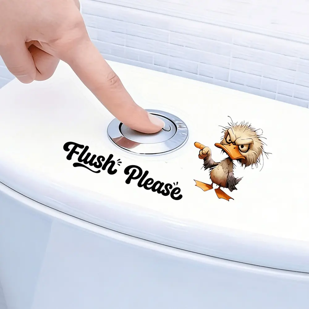 Angry Duck Toilet Sticker, Cute PVC Self-Adhesive Decal for Toilet Tank & Lid, Creative Bathroom Decor, Fun Expression Design, Bathroom Decorations, Bathroom Decor Supplies