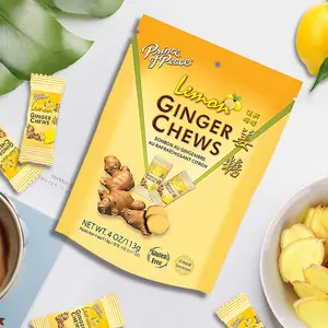 Prince of Peace Lemon Ginger Chews 4oz Soft Chewy Candy with Natural Ginger Flavor Sweet Spicy Treats for Snacking Travel and Soothing Comfort Gluten Free