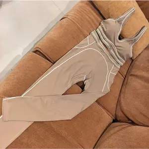 2026 New Women's Fashion Sports Tank Top, High Waist, Hip Lifting, Abdominal Compression, Fitness Yoga Pants Set