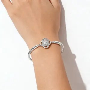 Women's Silver-Tone Adjustable Crystal Knot Bracelet - "Always My Daughter Forever My Friend" Design, Meaningful Gift Bracelets for Women