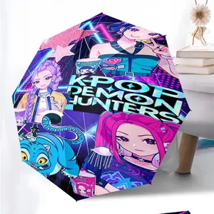 KPop Demon Hunters 75 anime pattern printed new umbrella, 1 self-folding umbrella, portable foldable travel umbrella, outdoor umbrella, Christmas birthday festival gift