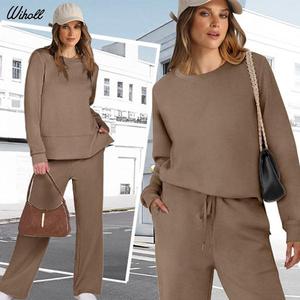 WIHOLL Women's 2 Piece Lounge Sets Casual Fall Travel Outfits Fashion Wide Leg Tracksuit Cozy Sweatsuits S-3XL