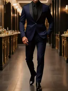 Men's Slim Fit Suit 2 Piece Set, Business Attire for Meetings, Weddings, Formal Events, Daily Commute, Professional Look
