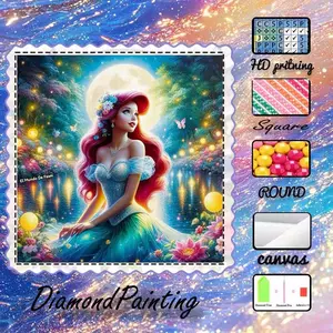 DIY 5D flocked diamond painting kit, AB diamonds, fairy dust diamonds, crystal diamonds; beauty, moon, lake; diamond embroidery, special craft art kit, wall decor, gift for family, loved ones, friends.