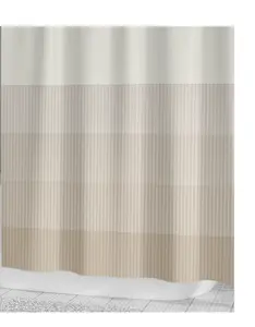 White and Beige Ombre Multi Color Striped Shower Curtain, 72” x 72", Multicolor