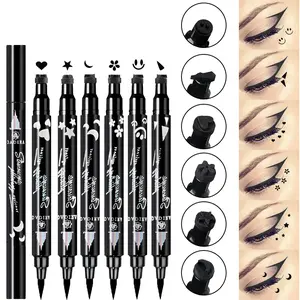 2-In-1 Liquid Eyeliner Pen with Stamp Design, Waterproof Long-Lasting Quick-Dry Formula, Dual Head Design for Easy Eye Makeup Application