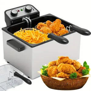 [Stainless Deep Fryer] 1800W Stainless Steel Electric Deep Fryer | 5.3QT/21 Cups with View Window Lid, Adjustable Temperature & Timer - Easy to Clean & Versatile Home Cooking Appliance, Deep Fryer Basket for Perfect Fried Chicken, Shrimp, French Fries & M