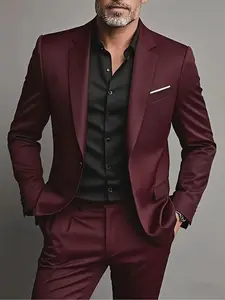 Slim Fit 2-Piece Suit, 1-Button Jacket & Pants Set, Wedding, Business Dinner, Men’s Blazer, Business Casual, Black Formal Menswear, Business Casual Outfits, Prom Outfits for Men, Office Work Clothes utsa graduation outfit Stylish Workwear