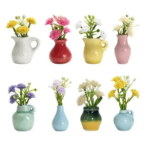 8Pcs Cute Mini Ceramic Vase Magnets for Fridge, Funny Small Vase Magnetics with Flowers, Updated Strong Magnetic Tiny Plant Vases for Refrigerator, Kitchen, Office Decoration