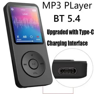 Compact Portable Wireless Audio Mini MP3/MP4 Player - 1.8-in Screen, Bluetooth 5.0, Built-in Speaker, Noise Reduction, Memory Card Support, FM Radio, E-Book, Recording Function, for Students & Sports Enthusiasts