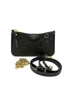 Pre-owned Louis Vuitton Easy Pouch On Strap Monogram Empreinte Black Leather Bag