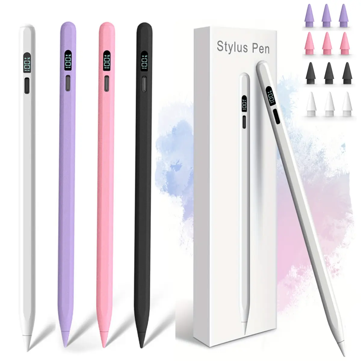 MEKO LED Stylus Pen for iPad 10/9/8/7/6th Gen, Pro 11"/12.9" M4, Air 5/4/3 M2, Mini 6/5, Fast Charge Palm Rejection Tilt Sensitive with LED Power Display