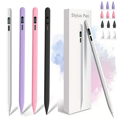 MEKO LED Capacitive Pen Stylus for iPads (10/9/8/7/6th Gen, Pro 11"/12.9" M4, Air 5/4/3 M2, Mini 6/5) - 1× iPad Stylus Pen, Tablet Accessory, 15-Min Fast Charging, Palm Rejection, Tilt Sensitivity, LED Power Display, Button, 11 Hours Battery Life, Art Use