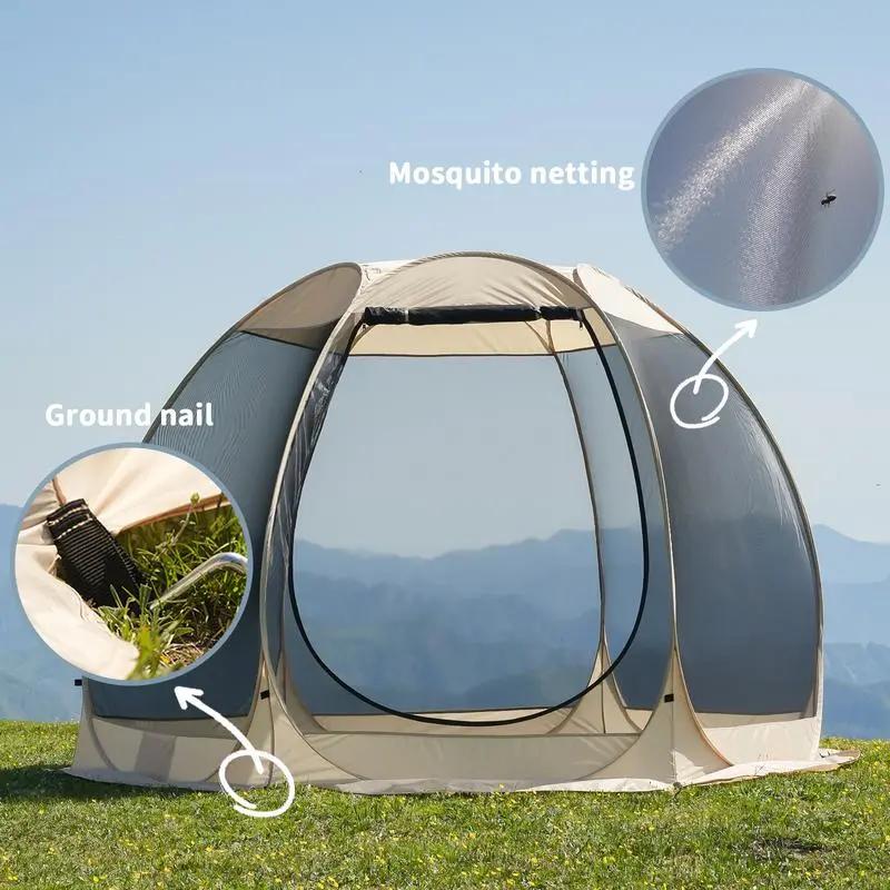 PAKICETUS 6-8 Person Pop-Up Screen House Tent, 2-in-1 Mosquito NetS helter & Sun Shade, Weatherproof Multi-Layer Mesh Canopy for Camping, Backyard, Garden, Outdoor Activities
