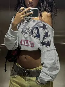 Women's Asymmetrical Hoodie, Fashionable Simple Trendy Fitted Design, Comfortable Skin-Friendly Fabric, English Letter Print, Casual Daily Wear