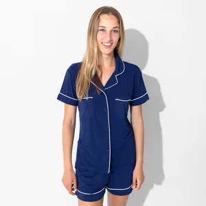 Indigo Blue Bamboo Women's Pajama Short Set