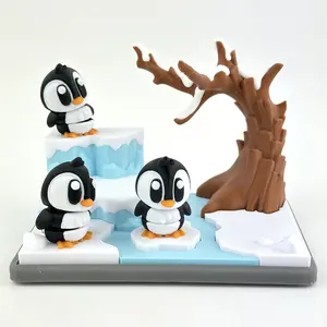 North Pole Penguin Play Set: Winter Scene with Articulated Penguins