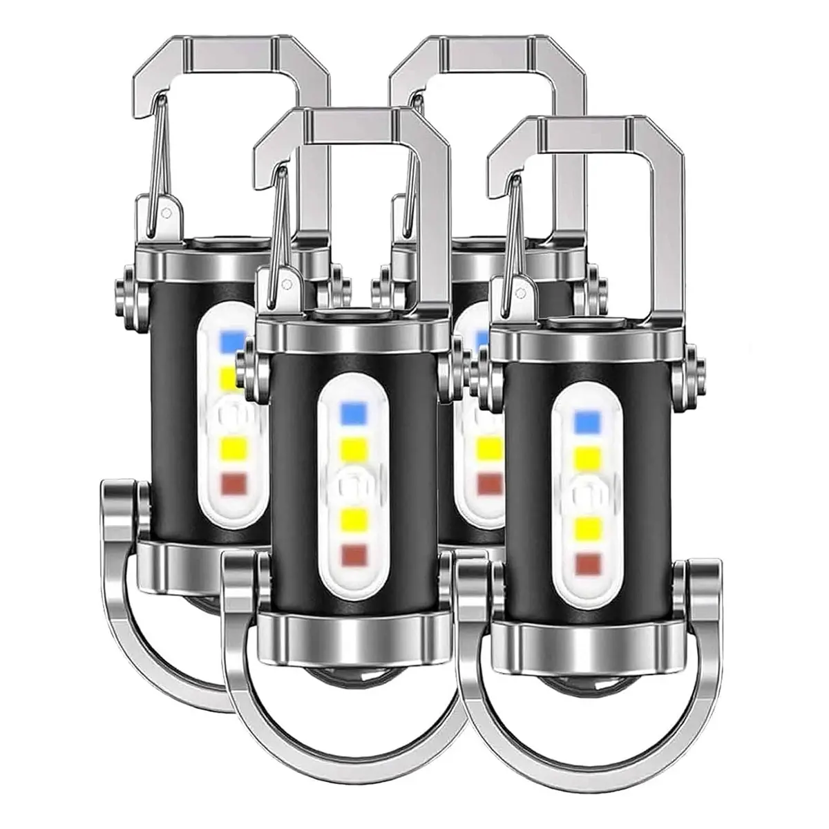 4PCS Super Bright Rechargeable Mini Keychain Flashlight ,Mini Flashlights, COB Keychain Work Light Flashlights  6 Light Modes, Bright Mini Keychain Light for Walking, Searching ,camping and Hiking boy friend holiday best gift Portable Tactical