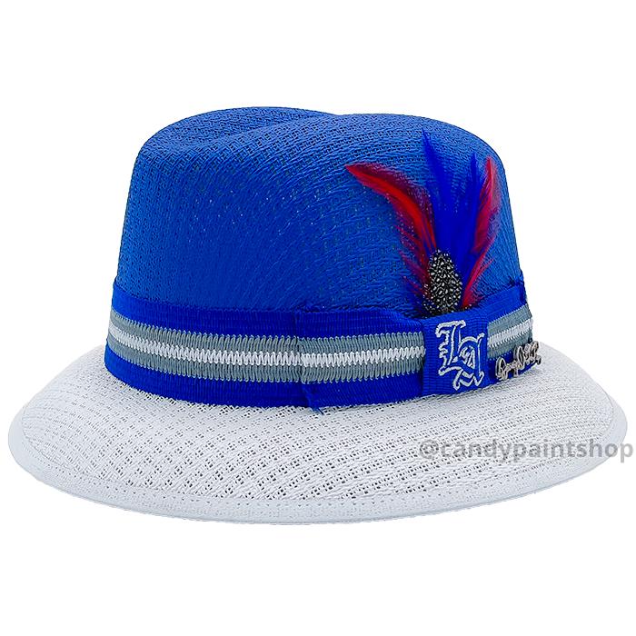 LA Embroidery - Blue/White - Authentic Danny De La Paz Lowrider Derby Signature Hat Collection - Inspired Baseball Design Fedora by Summit Hats