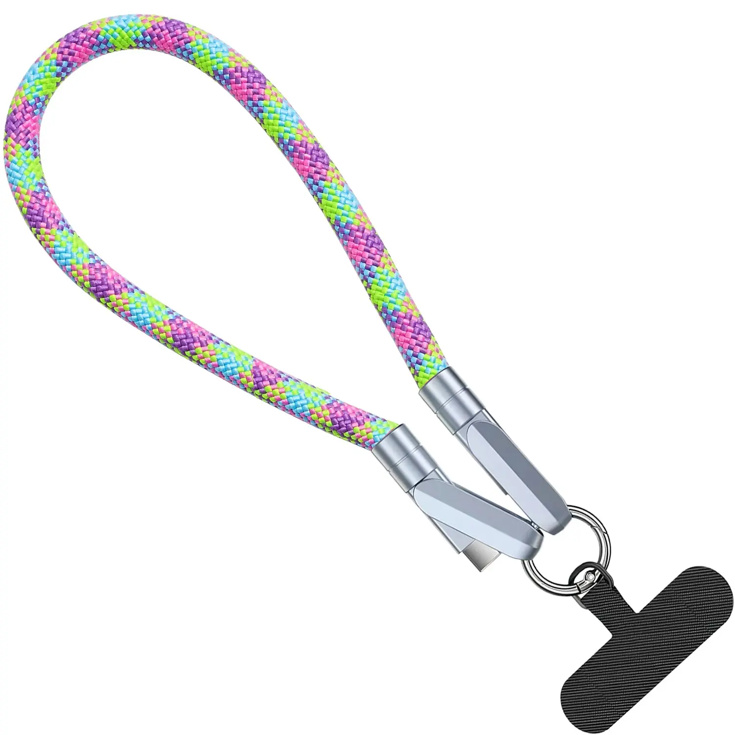 2-In-1 Mobile Phone Lanyard Charger Cable, 0.3m Wrist Strap, 1.2m Crossbody Style, 240w USB-C Fast Charging, PD to Type-C Interface, Electronic Cellphone, Smartphone, Charging Accessory