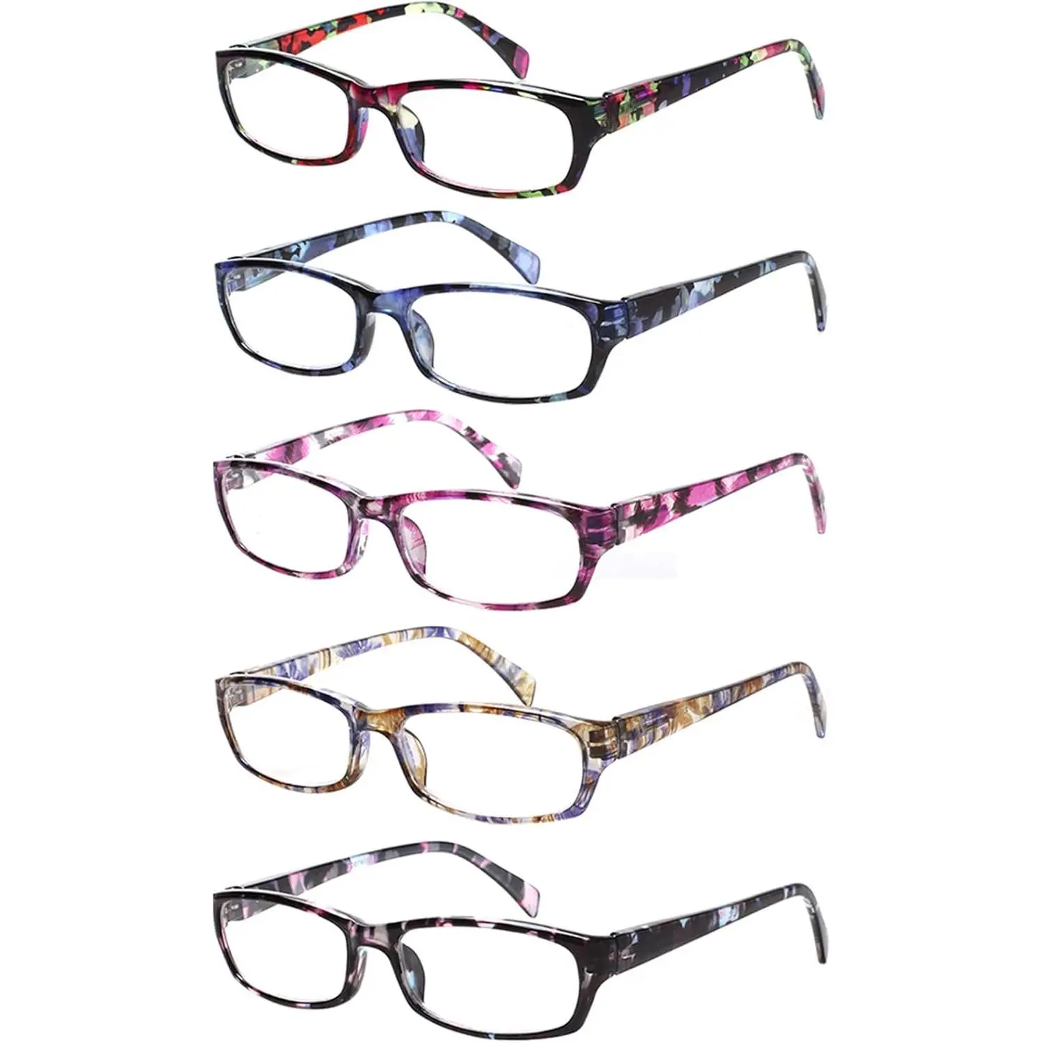 Women's Fashion Patterned Reading Glasses (6-Pair, Mix Color-2, 1.75 Strength) with Adjustable Hinges, Lightweight Frame, Comfortable Nose Pads, Glare Reduction UV Filter Lenses, Blue Light Protection, High-Def Lenses, Daily Use, Ideal Gift for Friends
