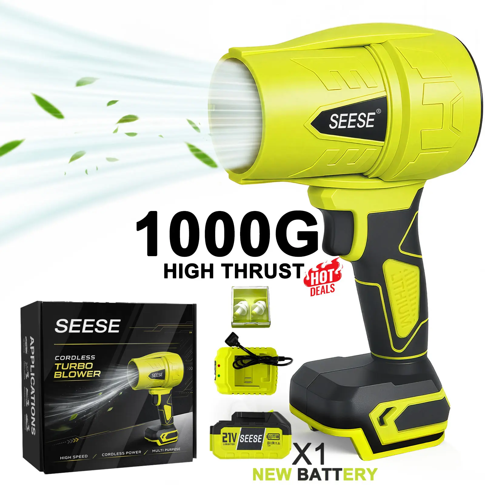 【Auction】SEESE Turbo Jet Blower,Leaf Blower, Violent Turbo Fan, Pure Copper Motor,Car Drying After Wash, Handheld Snow Blower,Cordless Turbo Power Air Duster,Home Improve,Garden Mainte Holiday gifts toolupgrade