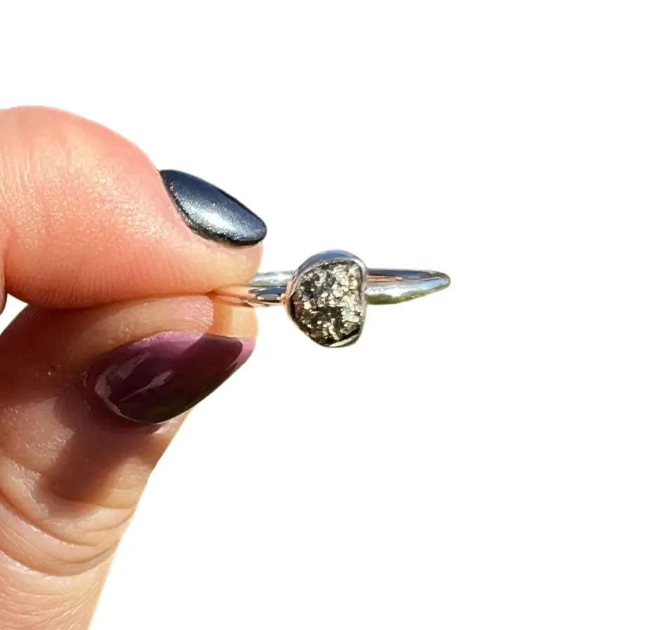 Raw Pyrite Bezel Ring in Sterling Silver Raw Pyrite Bezel Ring in Sterling Silver
