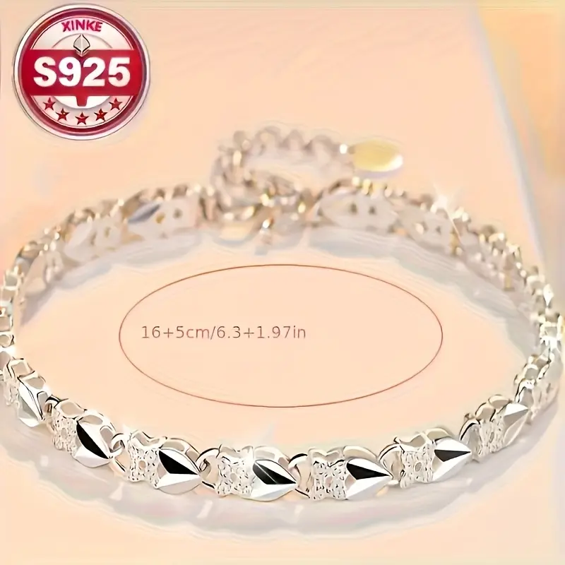 Noble and Elegant 925 Sterling Silver Four-Leaf Clover Element Bracelet, Shiny Jewelry for Women, Suitable for Various Occasions, Perfect Holiday Gift, Surprise Gift