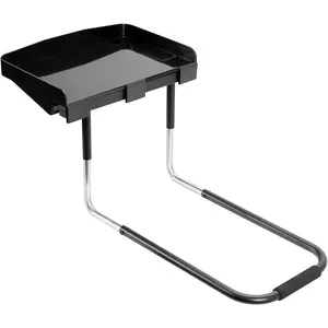 Height Adjustable Under Mattress 17 inch Bedside Shelf, Works with Lofts and Beds Without Frames, Heavy Duty Storage Tray, Fits Laptops, Books, and Drinks, Nightstand Alternative, Black