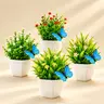 4 Pack Artificial Plant Mini Simulation Eucalyptus Potted Plant with 4 Butterfly Stakes , Suitable for Home, Indoor Office Desks, Rooms, Bathrooms, Thanksgiving, Blackfriday, Christmas, New Year Decoration