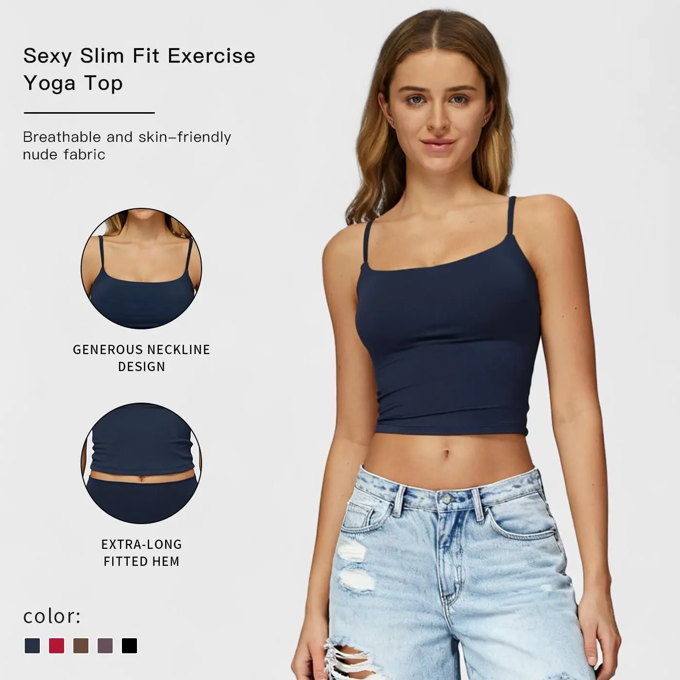 MFVIM Women’s Slim-Fitting Solid Color Tank Top - Breathable Comfortable Sleeveless Sports Clothing - All-Season Sporty Tops for Yoga, Gym, Sporty Sports Tops,travel essentials,camping essentials,back to school,back to school haul