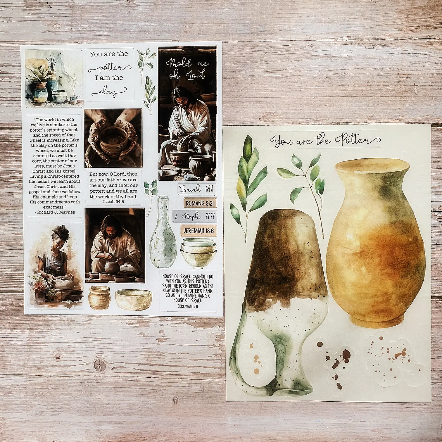 "You Are the Potter" Scripture Decal Sticker Sheets, Art Craft Supplies for Bible Journaling