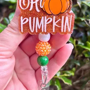 Hi Pumpkin Badge Reel, Halloween Badge Holder, Cute Retractable Badge Reel, Fall Badge Reel, Nurse Badge, Office ID Lanyard, Teacher Badge