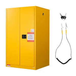 【fathersdaygift】VEVOR Flammable Cabinet, 37.9 x 34.0 x 65.0 Inch, 65 Gallon Flammable Storage Cabinet with Adjustable Shelf, Cold-Rolled and Galvanized Steel Fire Cabinets, for Commercial Industrial Home Use, Yellow