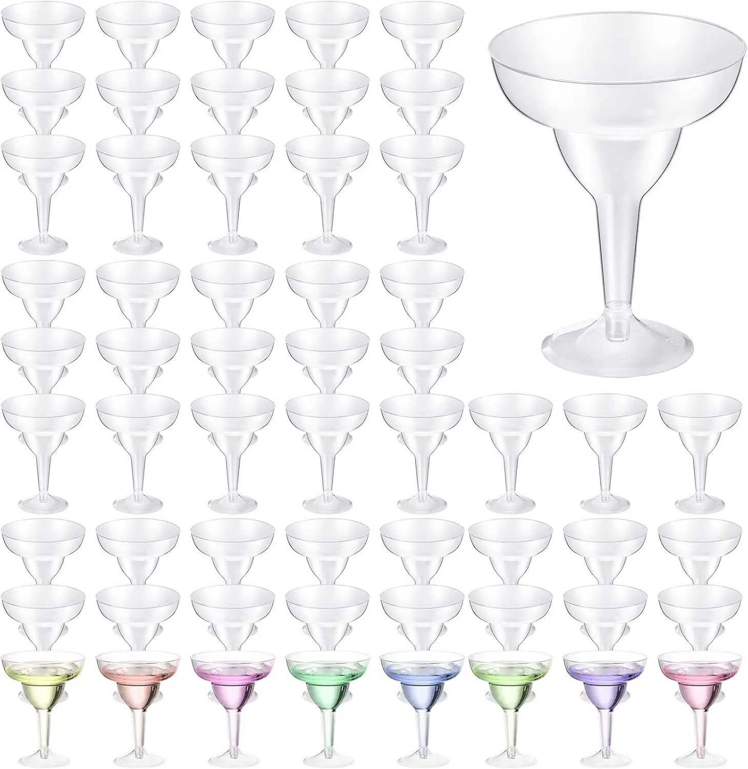 72 Pcs Plastic Margarita Glasses 8 oz Plastic Margarita Cups Mexican Theme Cocktail Glasses Shatterproof Disposable Cocktail Cups for Cinco De Mayo Fiesta(Clear)