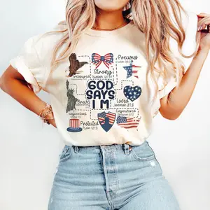 Coquette God Says I Am 4th of July Shirt, 4th of july Shirt, Christian 4th of july Shirt, America Shirt, Blessed Shirt, Independence Day Shirt