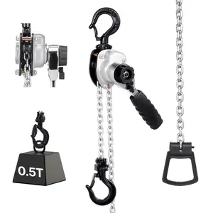 VEVOR Manual Lever Chain Hoist, 1/2T 1100LBS Capacity Heavy Duty Come Along, 5FT Lift G80 Alloy Steel Chain With Dual Pawl Mechanical Brake, 360Rotating Hooks, for Warehouse Construction Garage