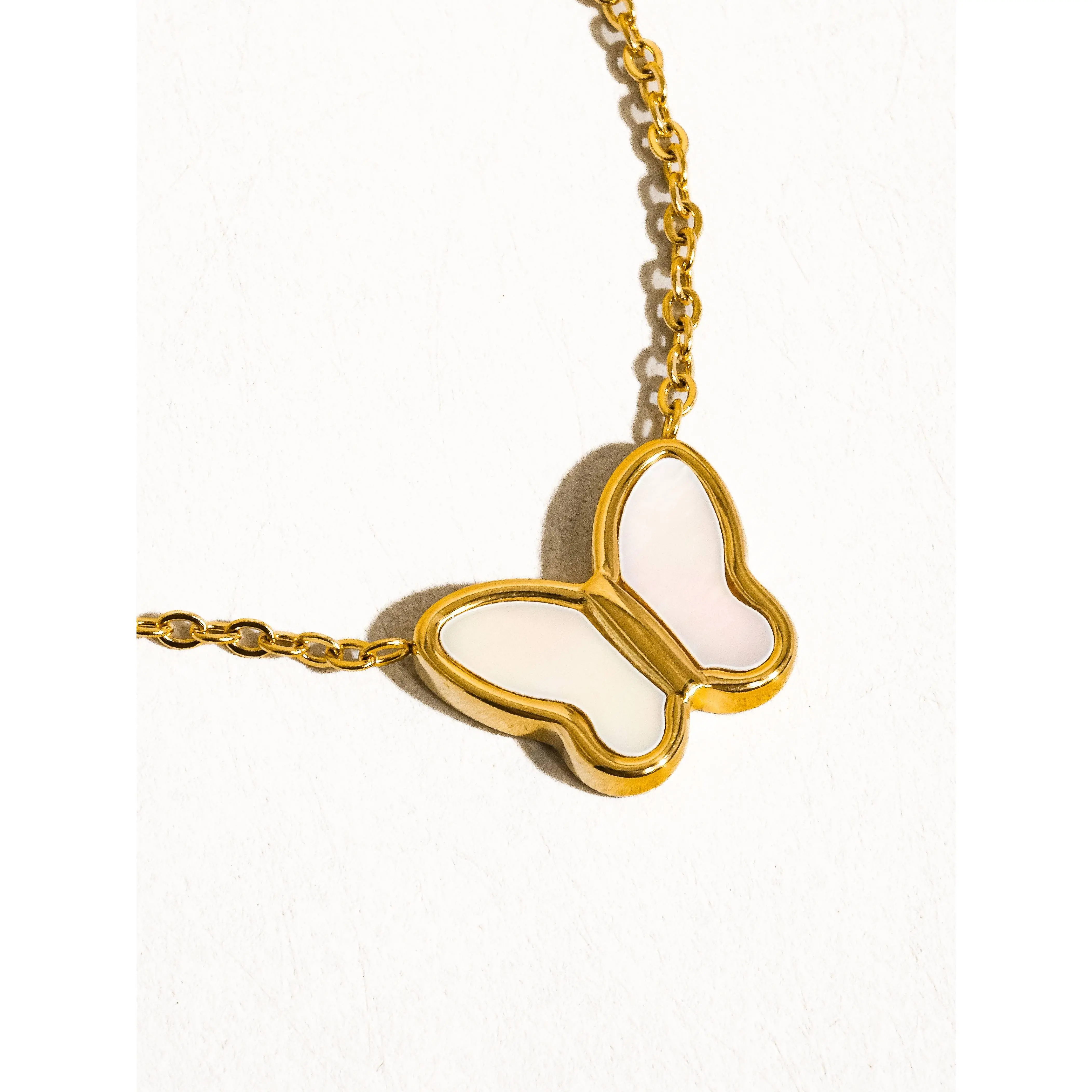 Sandy Non-Tarnish Petite Shell Butterfly Necklace