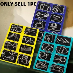 Metal Puzzle Unlock Button Puzzle Toy, 8 Counts/set Funny Children's Intelligence Puzzle Toy, Creative Party Activities Supplies, Montessori Puzzles Gift