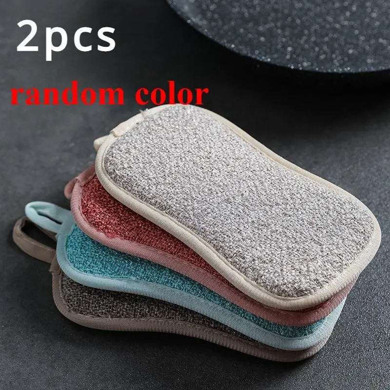 2pcs Non-Scratch Microfiber Sponge, Multi-Purpose Scrub Sponges for Kitchen Kitchen Gadgets, Multipurpose Kitchen Sponges