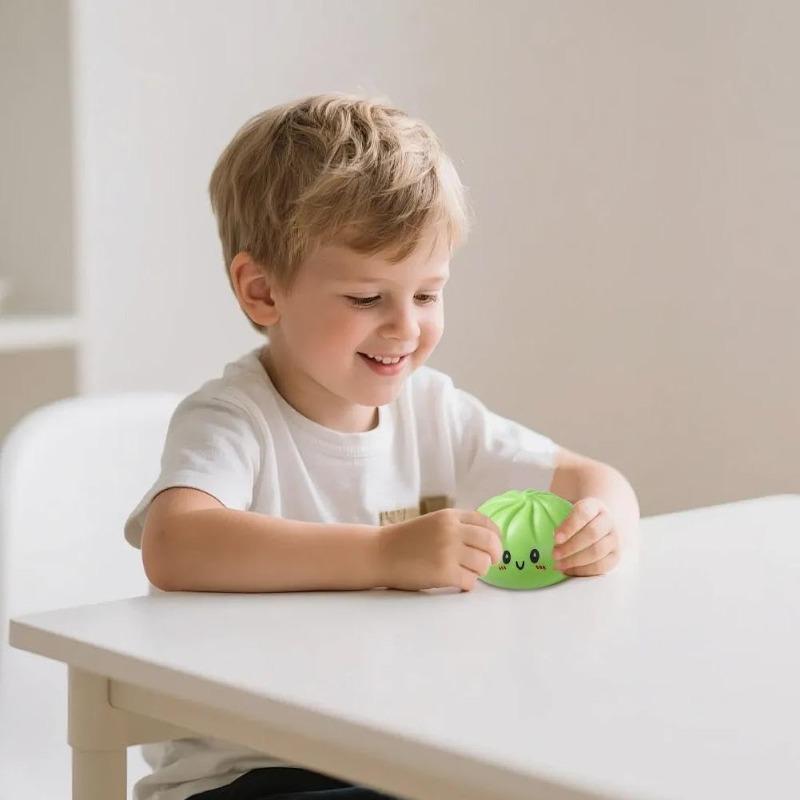 Dumpling Squishies Toy, Giant Glitter Dumpling, Easter Basket Stuffers, Colorful Dumplings Stress Balls Fidget Sensory Toy, Squeeze Dough Ball Stress Relief Hand Toys with Food Steamer, Anxiety Relief Products