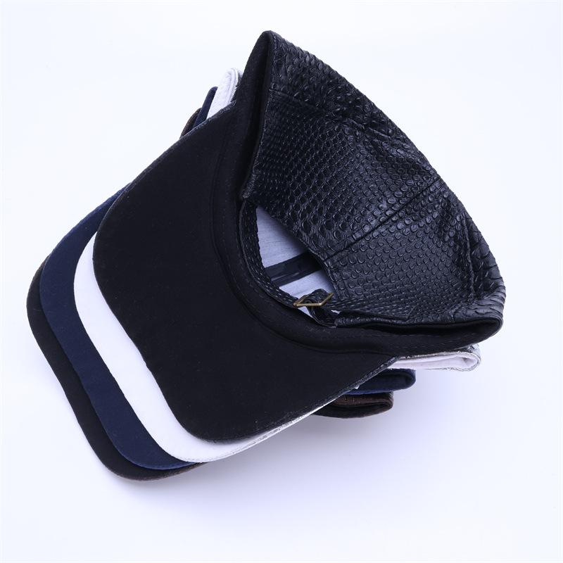 Spring Collection Premium Leather Baseball Cap with Crocodile Pattern PU Duckbill Cap - Street Style Hip Hop Sun Cap