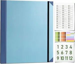 Important Document Organizer, Folio Folders with Pockets, Folder with Labels Pockets, for Emergency Documents, Birth Certificates, Damage Resistant Folder,Passports, School & Offices