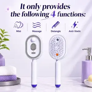 Electric Spray Air Cushion Massage Comb – Self-Cleaning Anti-Tangle Hair Brush, Anti-Static Volumizing Detangling Comb with Essential Oil Mist Aromatherapy for Daily Hair Care