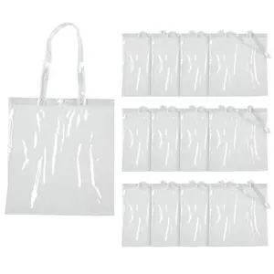15" x 16" Large Clear Transparent Tote Bags – 12 Pc.