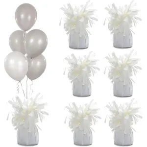 Aluminum Foil Balloon Weights for Parties (6 pcs) - 0.31lb (140g) Each - Premium Balloon Anchors for Birthday, Wedding, Dinner, Indoor & Outdoor Decorations(White 6pcs)