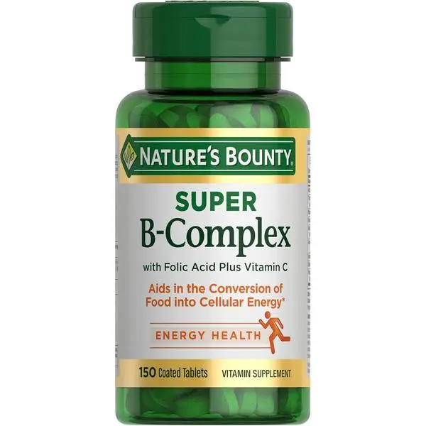Nature's Bounty Super B Complex Vitamins with Vitamin C & Folic Acid, Vitamins for Immune & Cellular Energy Support, 150 Tablets
